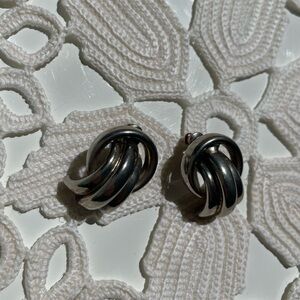 Vintage Silver-Toned Swirl Earrings